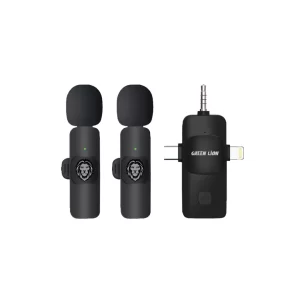 Green Lion 3 IN 1 Microphone Type-C / Lightning / Aux - Green