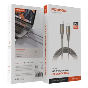porodo-30w-type-c-to-lightning-braided-cable-3m-grey-6888e13fac120