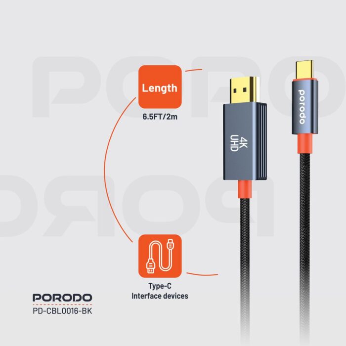 porodo-alum-alloy-woven-cable-type-c-to-hdmi-2m-black-6888e12881385 porodo-alum-alloy-woven-cable-type-c-to-hdmi-2m-black-6888e12881385
