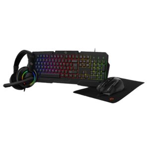 Porodo Gaming 4in1 Combo with Keyboard, Head phone, Mouse and Mouse Pad - Black