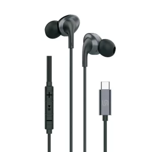 Porodo Soundtec Metal Earphones 10mm Type C - Black